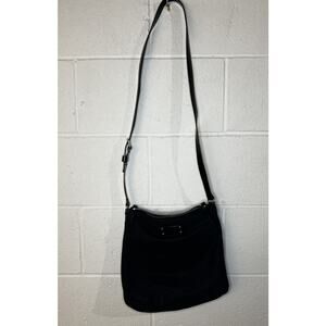Kate Spade New York Black Nylon Crossbody Bag Purse Patent Leather Strap